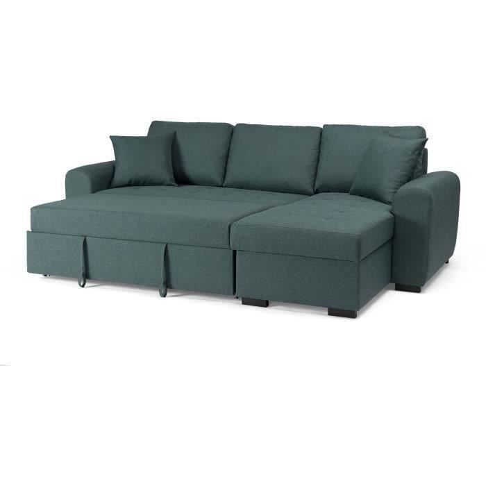 4-Seater Reversible Corner Sofa Bed - Green Fabric - W 244 x D 151 x H 90 cm - HAMILTON - Made in Ukraine