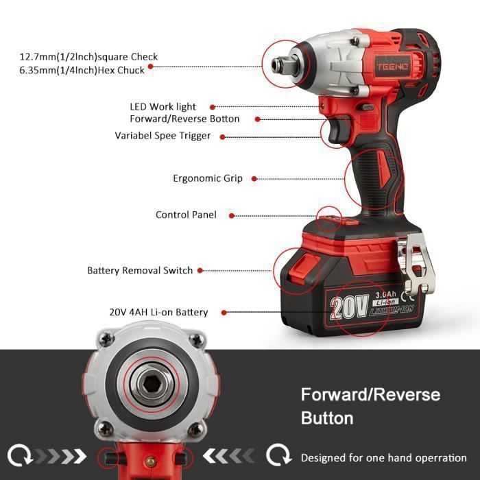 Pack 3 tools - TEENO - TEENO 20V - 20V 3Ah batteries - Brushless - Professional use