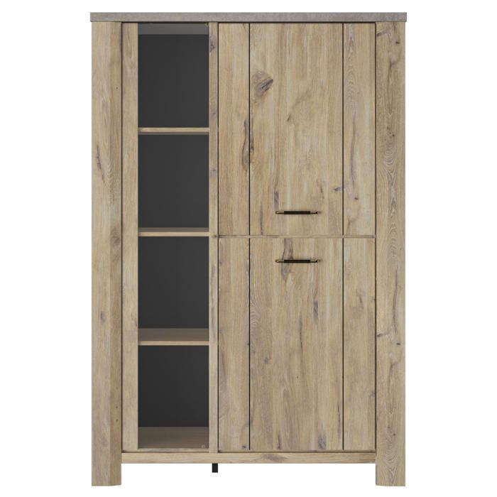 Vaisselier 4 portes effet bois chêne clair