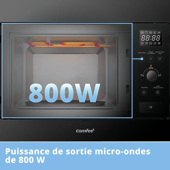 COMFEE CBMAM820BJL-BK Inbouwmagnetron - 800W - B59,5 x H38,8 x D40 cm - 20L - Zwart