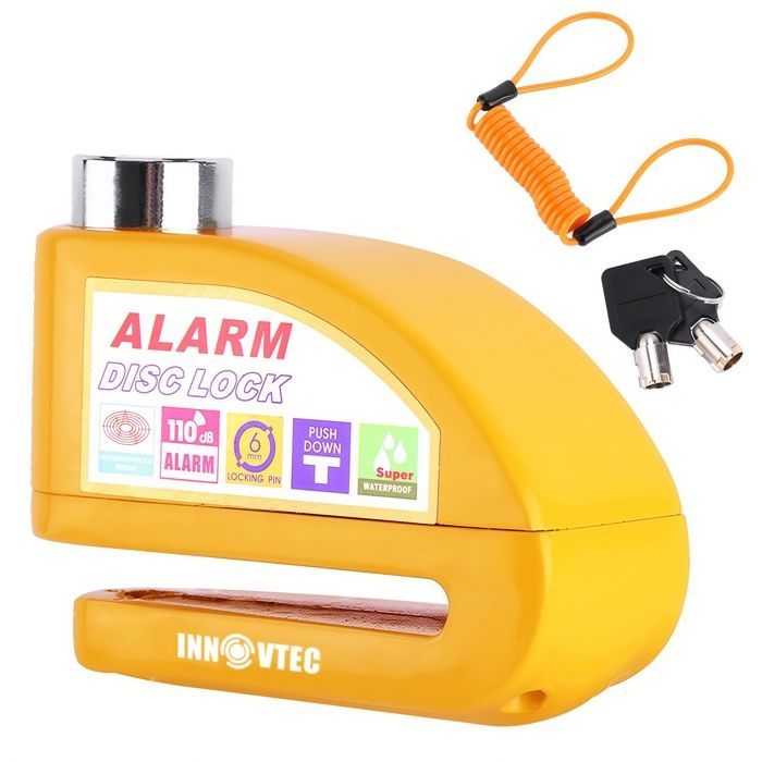 Candado de disco - INNOVTEC - Alarma para motocicleta 130dB Antirrobo SRA Homologado Mini U-Lock Aleación de zinc Seguridad para motocicleta Scooter