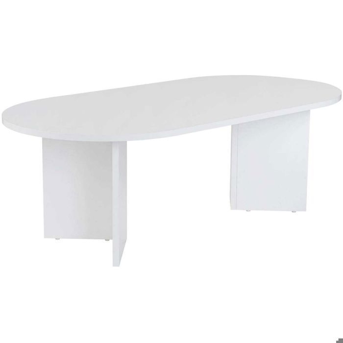 Mesa de centro oval em aglomerado branco, 119 cm de comprimento - IRIS