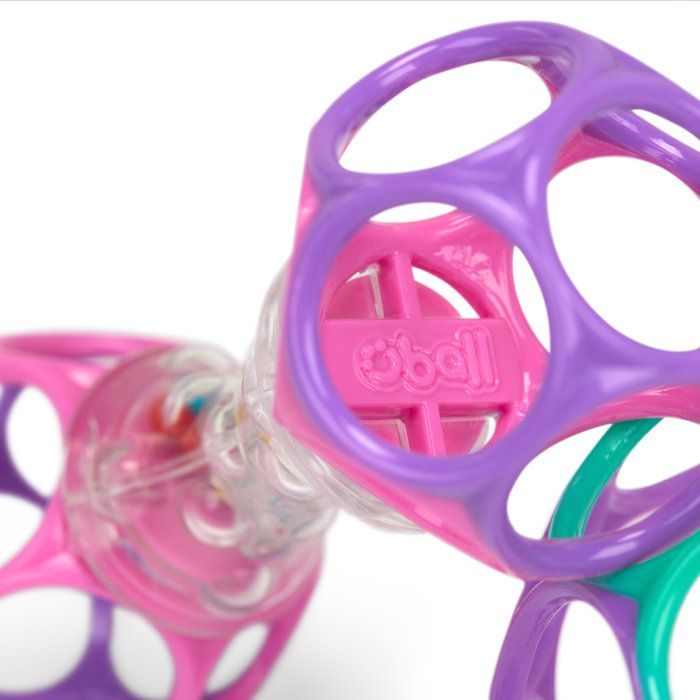 BRIGHT STARTS O'Ball Baby Girl Gift Set with 2 Baby Toys: a Rattle and an O'Ball (Pink, Purple, Turquoise)
