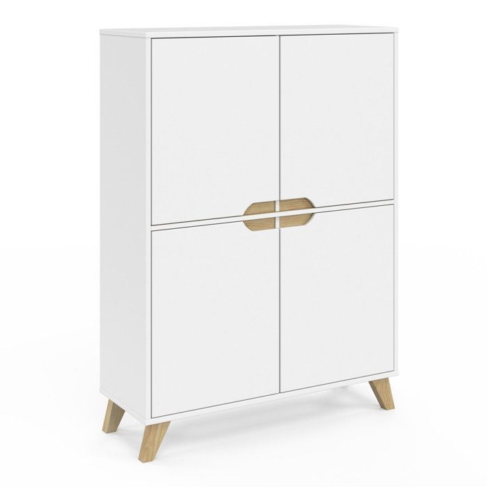 Mueble de almacenamiento escandinavo blanco de 4 puertas IDMARKET HELSINKI