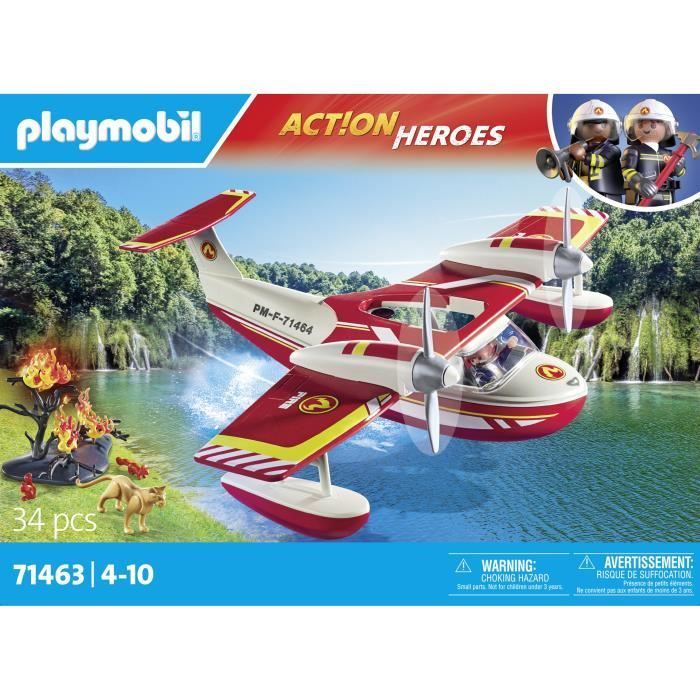 PLAYMOBIL 71463 Seaplane with Firefighter - Action Heroes - Firefighters - Ages 4+