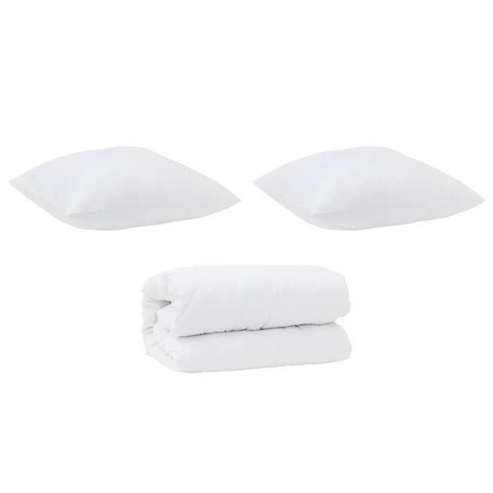vidaXL Edredón con almohadas, 3 piezas, microfibra blanca, decoración elegante para dormitorio, juego de ropa de cama 3378161