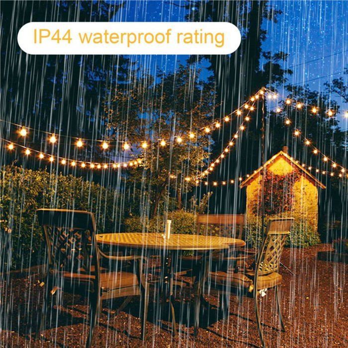 Guirlande Lumineuse Solaire 15m E12 IP44, 2200K Blanc Chaud pour Jardin/Terrasse/Arbres, Décoration Fête Extérieur