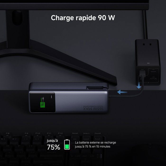 Power Bank - Xiaomi 165W Power Bank 10000mAh (Câble Intégré)- Double Port USB - Charge rapide - Charge de l'ordinateur