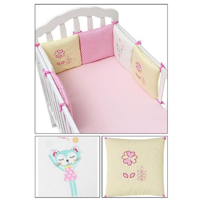 Tour de Lit 6 Pièces Ensemble - Marque - Modèle - Pare-choc Literie Enfant - Rose
