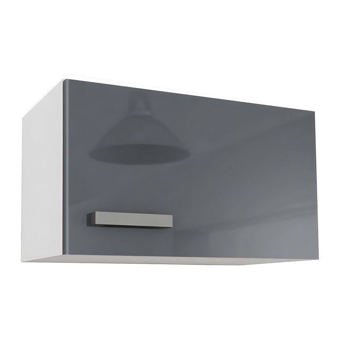 Cocina completa - Con encimera de 180 cm - Gris brillante y blanco - TRATTORIA