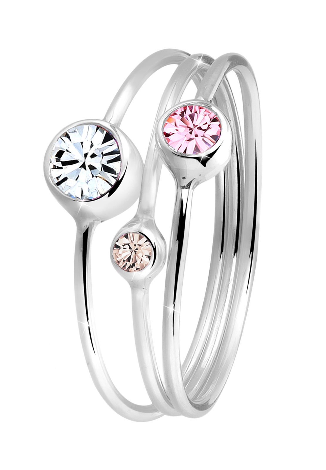 Elli Femme Bague à Empiler Sertie de Cristaux en Argent Sterling 925