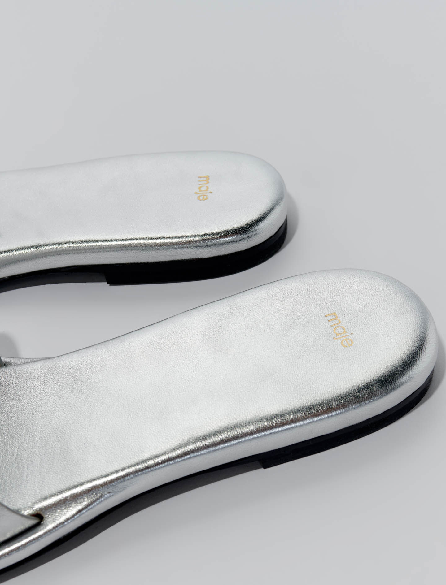Muiltjes van leer met studs - Zilver