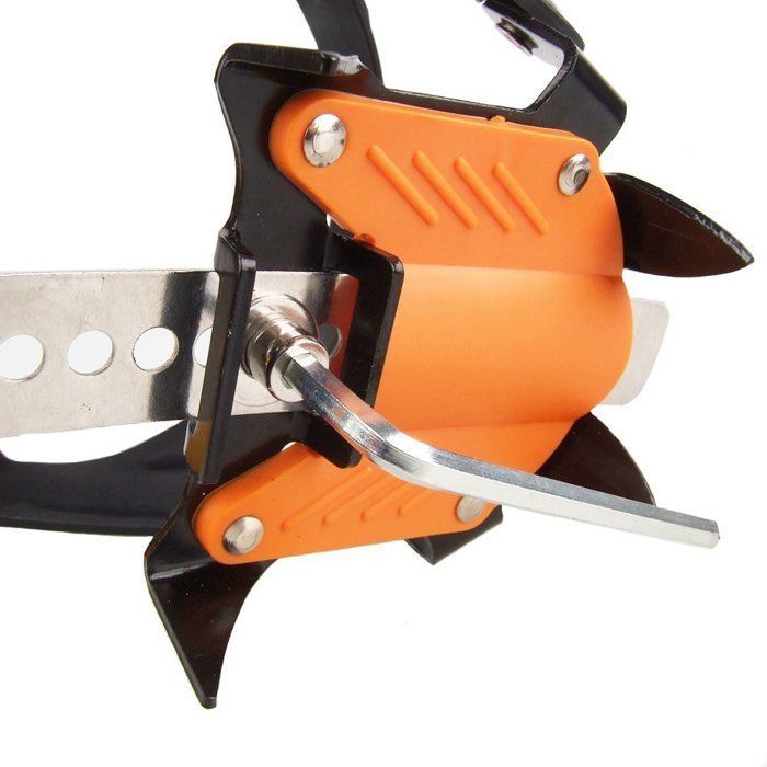 10 dientes. Incluye cadena de soldadura para tablas de snowboard. Crampones de acero inoxidable. Esquí al aire libre. Esquí de travesía en hielo. Escalada.