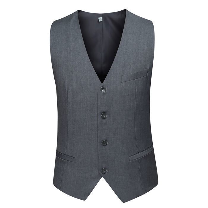 Traje de tres piezas para hombre ALLTHEMEN, un botón, blazer formal a la moda, pantalón casual, chaleco, gris oscuro.