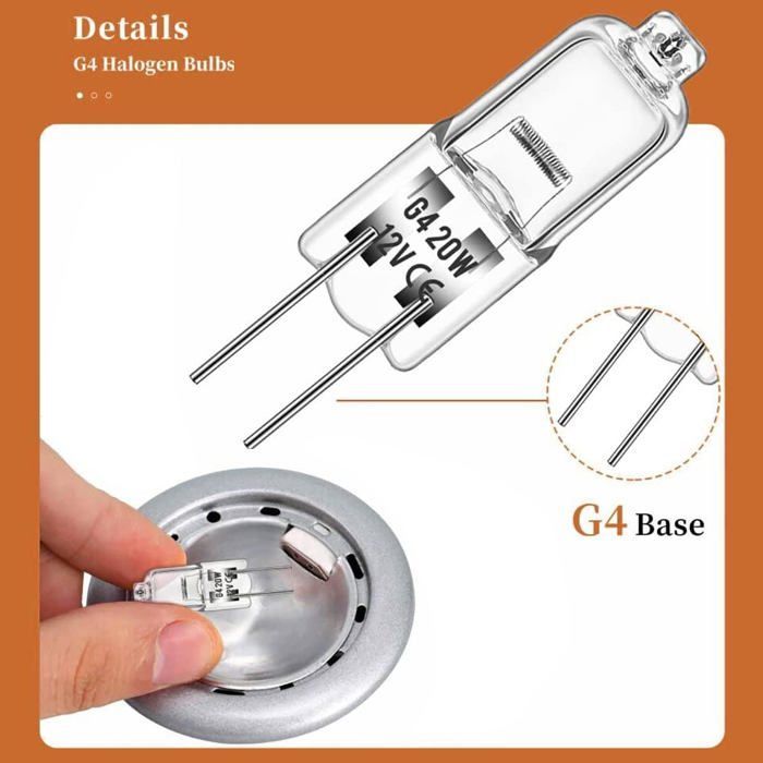 Bombillas halógenas G4 (10 unidades) 12V 20W 2800K Luz blanca cálida Regulable Para reemplazar lámparas de araña