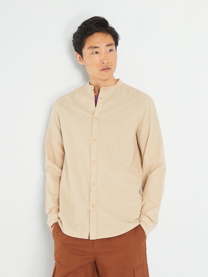 Lichtgewicht effen shirt - BEIGE