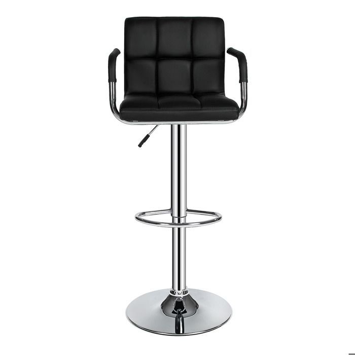 Tabouret de bar - TECTAKE - Lot de 2 tabourets HARALD en acier chromé et hauteur d'assise 63 - 83 cm - Noir
