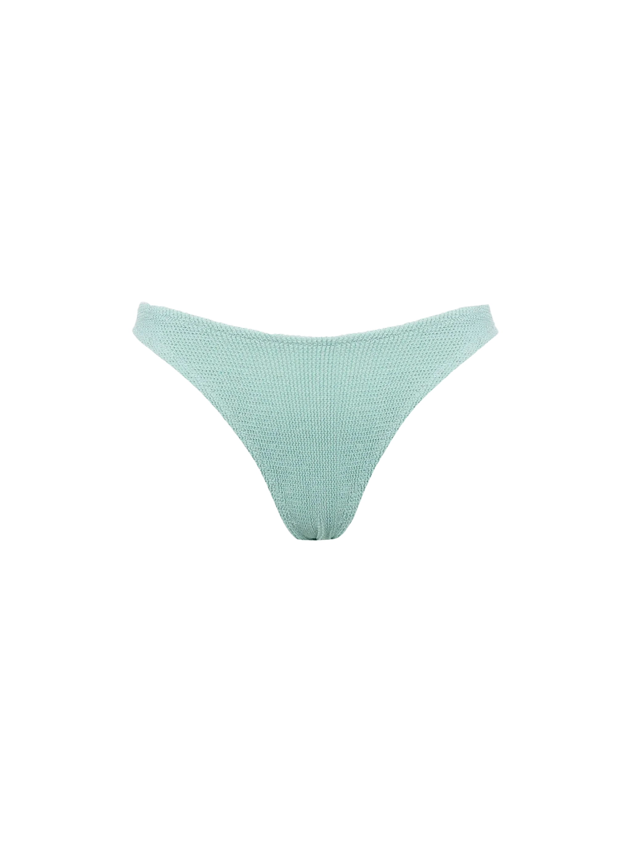 Elise klassieke zwembroek voor dames van gekreukeld lurex in saliegroen.