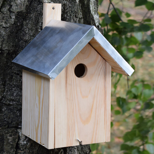 Nesting box made of pine wood
