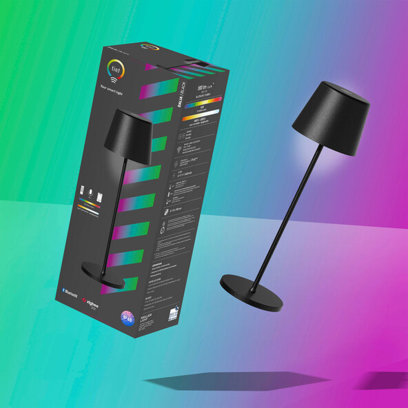 Έξυπνη επιτραπέζια λάμπα LED με μπαταρία Dalia λευκό+χρώμα, μαύρο
