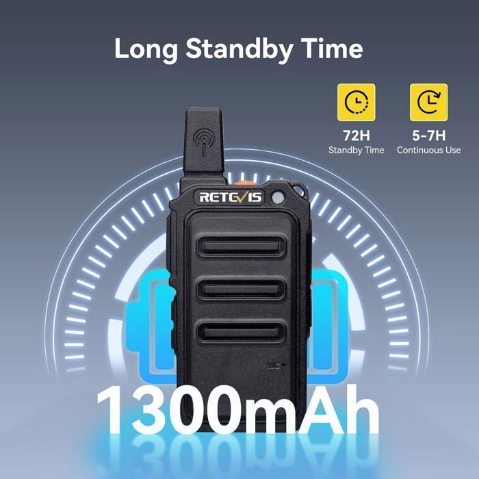 Walkie Talkie Retevis RT619 con auriculares, PMR446 Mini 16 canales VOX Squelch, radio Micro USB sin licencia de 1300 mAh (4 unidades)