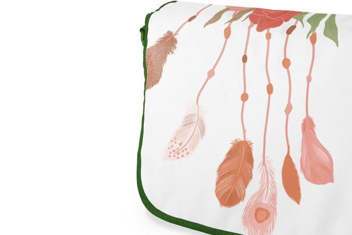 Cartella per bambini in cotone stampato verde - borsa a tracolla con tracolla regolabile, robusta e spaziosa