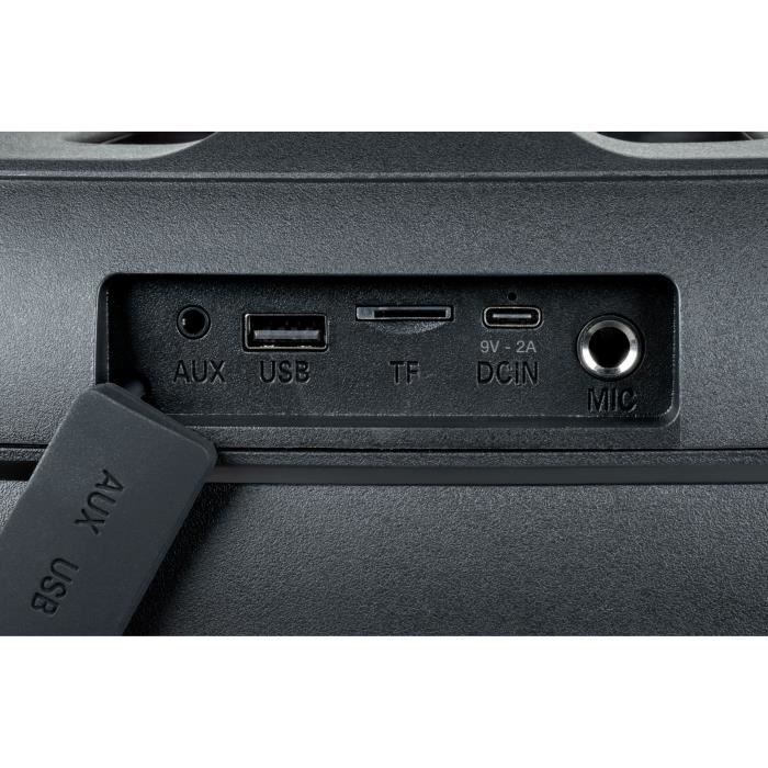 BIGBEN PARTYBTHPMAX - Langaton kaiutin valoilla - Bluetooth 5.3 - 200 W - USB, SD, Aux-In - Langallinen mikrofoni (ihanteellinen karaokeen)