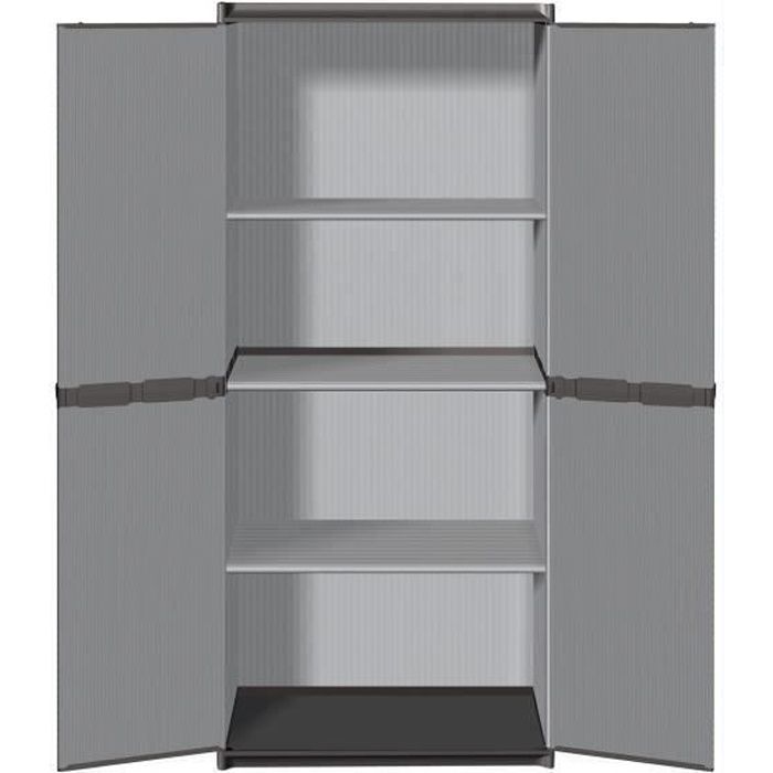 TOOD tall resin storage cabinet - 3 shelves - Grey