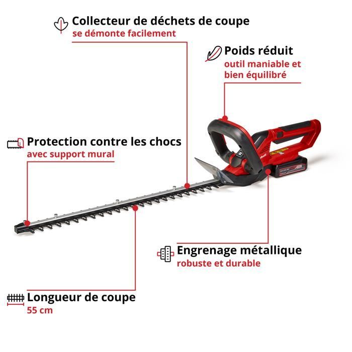 Einhell Taille-haies sans Fil GE-CH 1855/1 Li Kit - PXC (18V) Livré avec Batterie 2,5 Ah et Chargeur Rapide