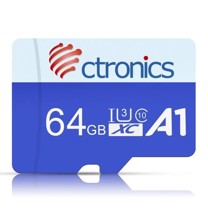 CTRONICS Micro-SD-Karte – 64 GB – Kompatibel mit Sicherheitskameras – microSD-Format – Weiß