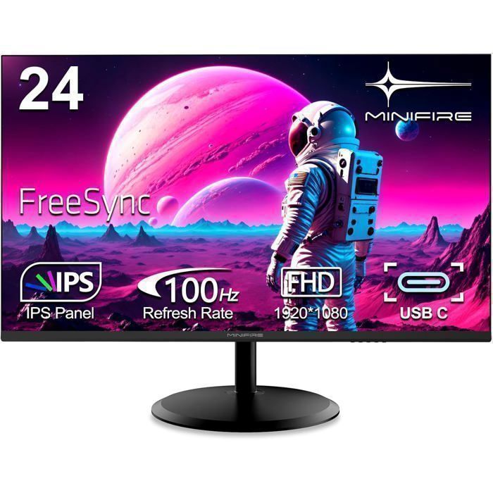 Minifire 24-inch pc-monitor, IPS, FHD, 100Hz sRGB 110%, oogbescherming, USB-C- en HDMI 1.4-poorten, VESA-montage (MF24X3AC)