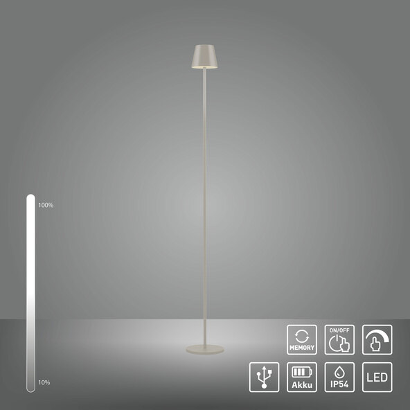 Buria LED-staande lamp op batterijen, grijsbeige