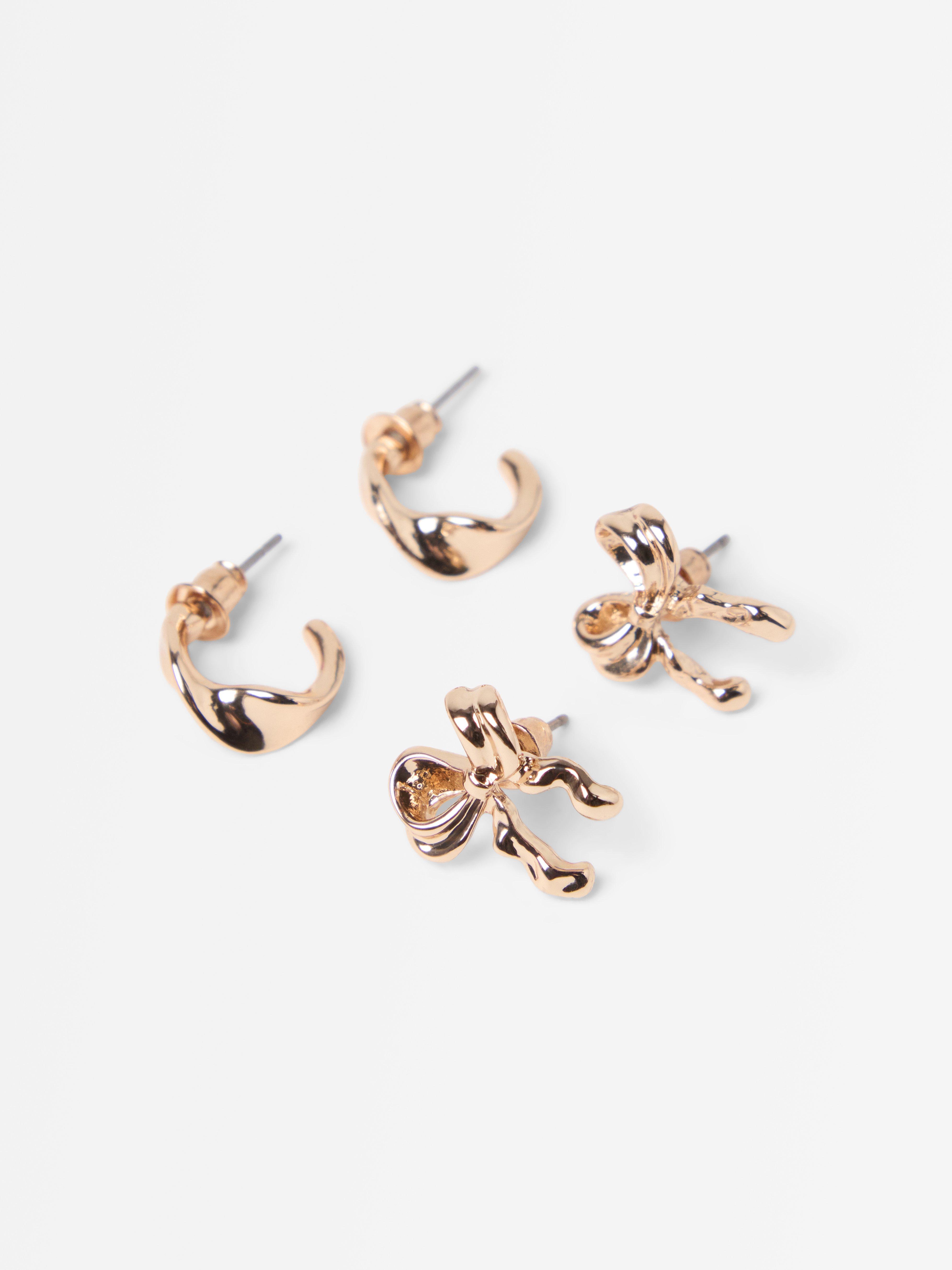 Conjunto de 2 brincos dourados