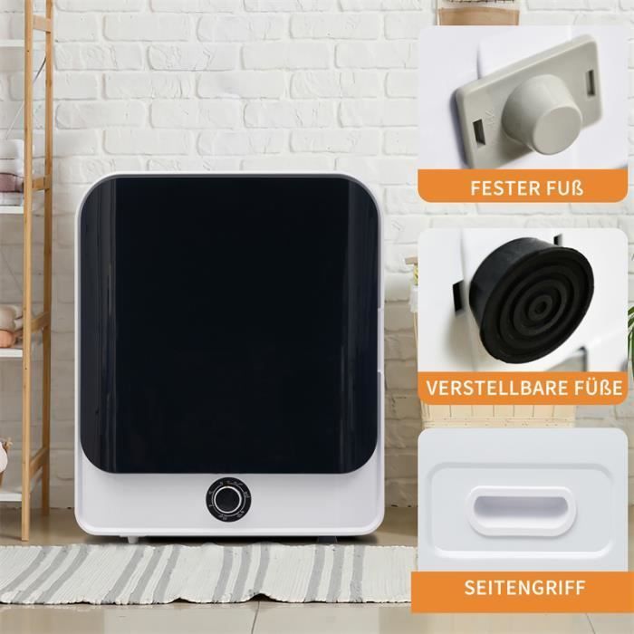 Secadora de ropa - DREAMMESPACE - Modelo de acero inoxidable - 4,5 kg - 850 W - 6 programas - Montaje en pared