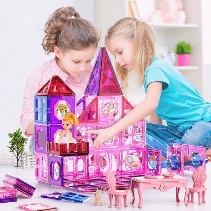 Tuiles Magnétiques -KUKUFUN-111 pièces -Stimuler et développer les capacités manuelles et la créativité des enfants-STEM 3-8ans