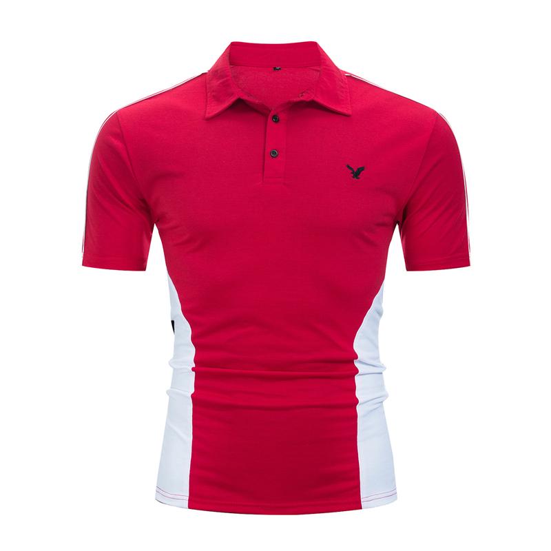 Summer Fashion Eagle Embroidery Polo Shirt Men 100% Cotton Short Sleeve Patchwork Polo Shirts Social Men Tennis Polos,FM505