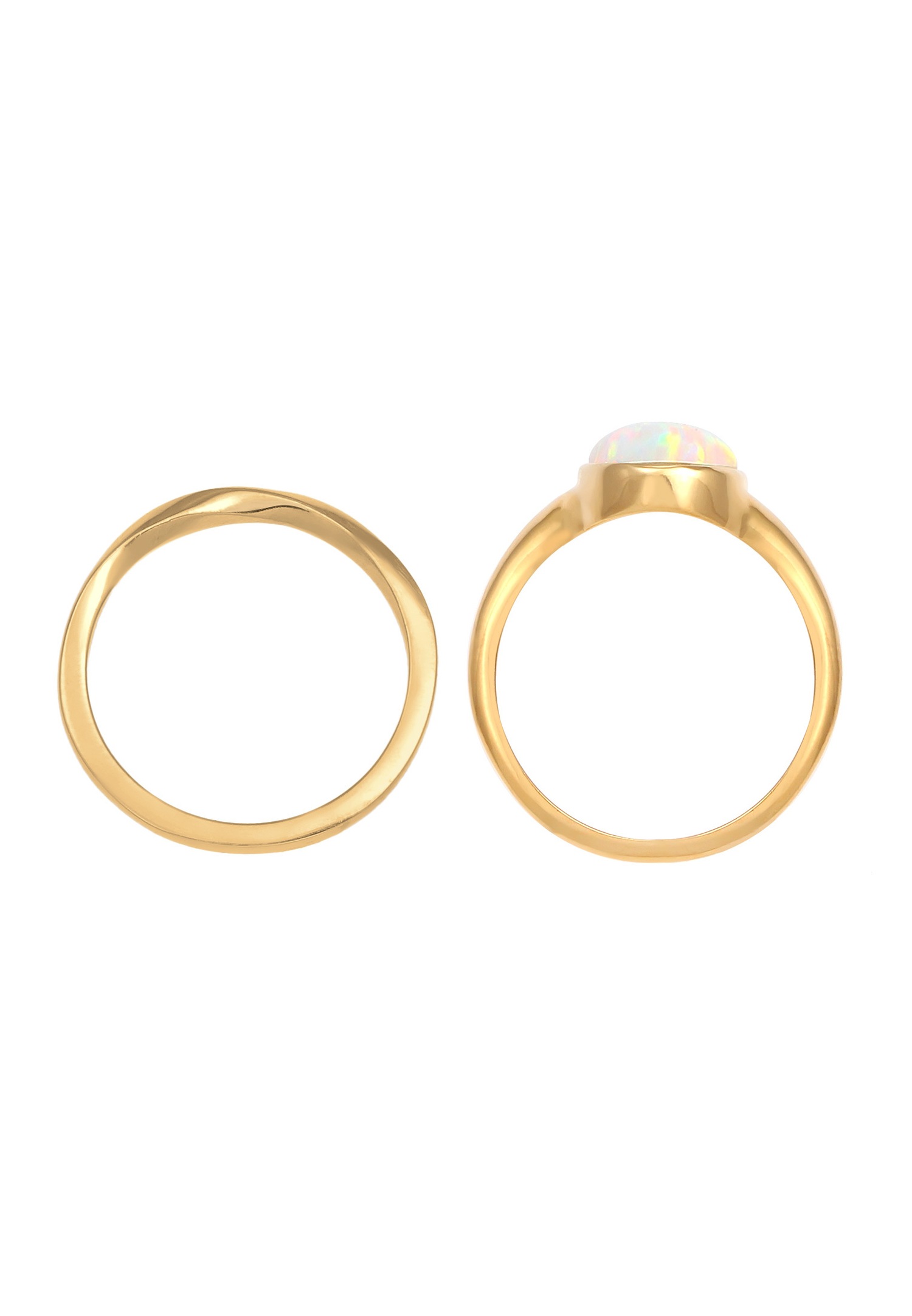 Elli Set Klassik Opal Basic Twist 925 Silber vergoldet