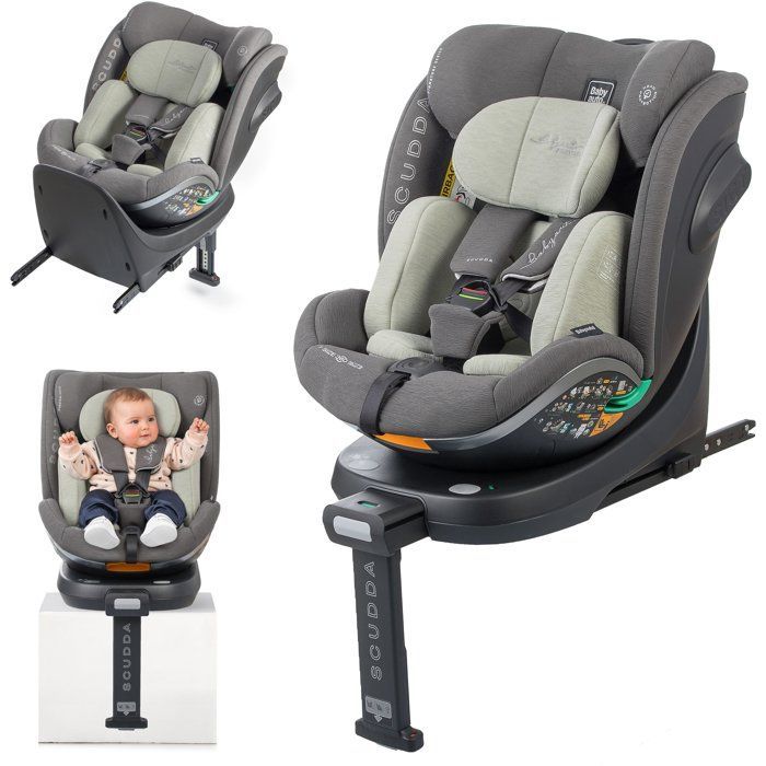 Bilbarnstol - BABYAUTO - SCUDDA - Grupp 0/1/2/3 - 40/150 cm - I-Size - Vridbar - Liggbar - Reducerbar - Stödben - Olivgrön