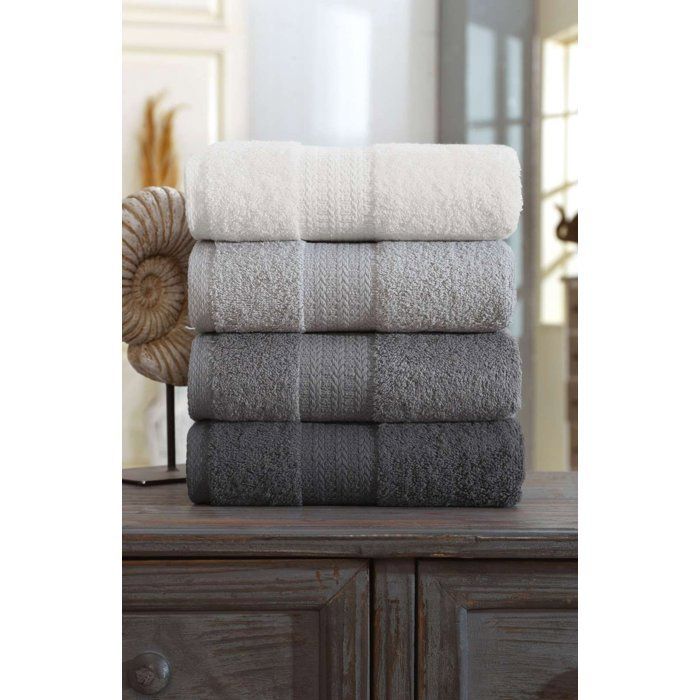Ensemble de 4 serviettes à main - 50 x 85 cm - Gris