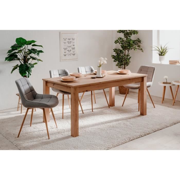 Table à manger extensible 6-10 personnes - Rectangulaire - MDF - Industriel - Bergen - L 160-200 x P 75 x H 90 cm