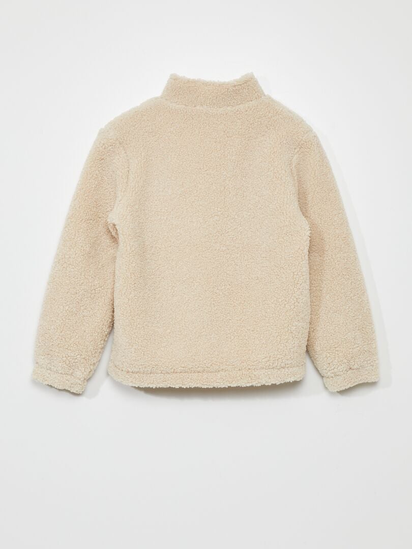 Sudadera Sherpa con cremallera - BEIGE