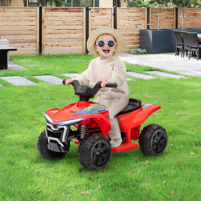 Quad eléctrico infantil AIYAPLAY - 6V - Velocidad máxima: 2,5 km/h - Con faros - Para niños de 18 a 36 meses - Rojo