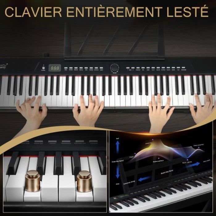 PACK PIANO - ALIGHTUP  - Piano numérique 88 touches claviers + X support + Tabouret,  pliant réglable