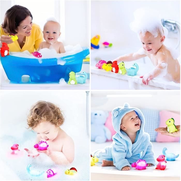 Juguetes de baño - Dinosaurio - 6 piezas - Con luz - Vinilo - Unisex