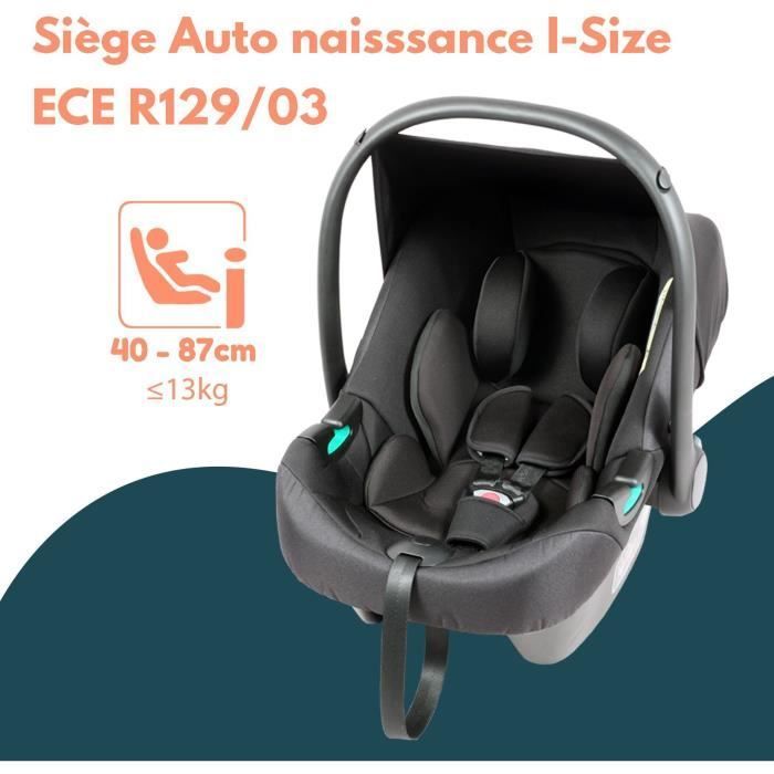 Passeggino doppio BAMBISL - Combinazione passeggino doppio + seggiolino auto i-Size - 4 ruote - Nero