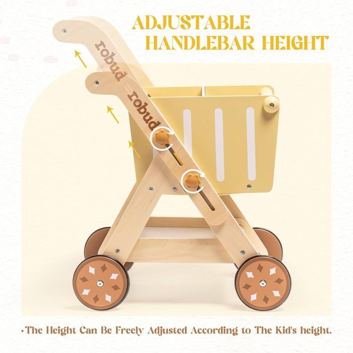 Bébé poussoir walker - ROBOTIME ROBUD Chariot de courses en bois - Forest King