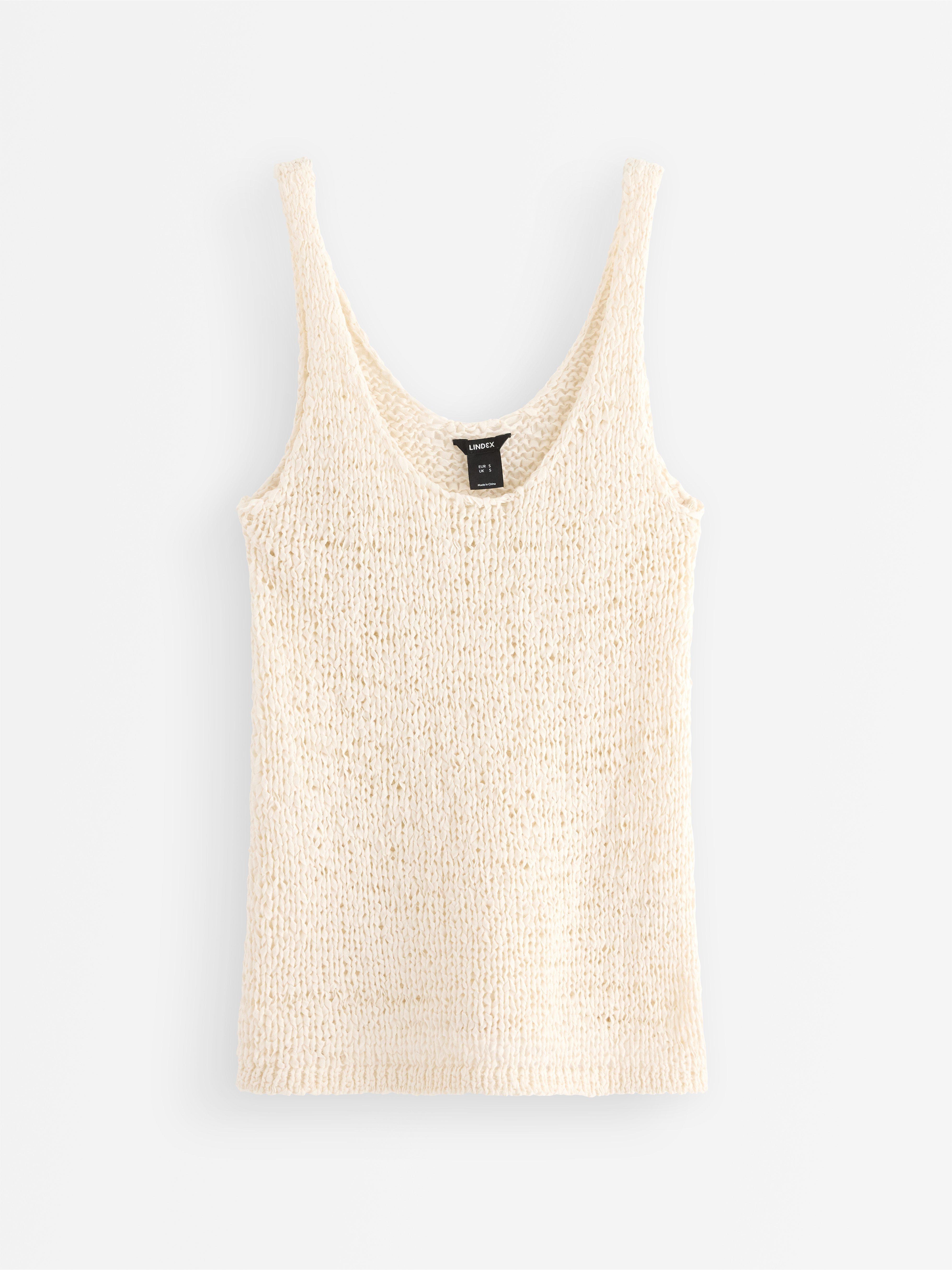 Stickat linne Off White