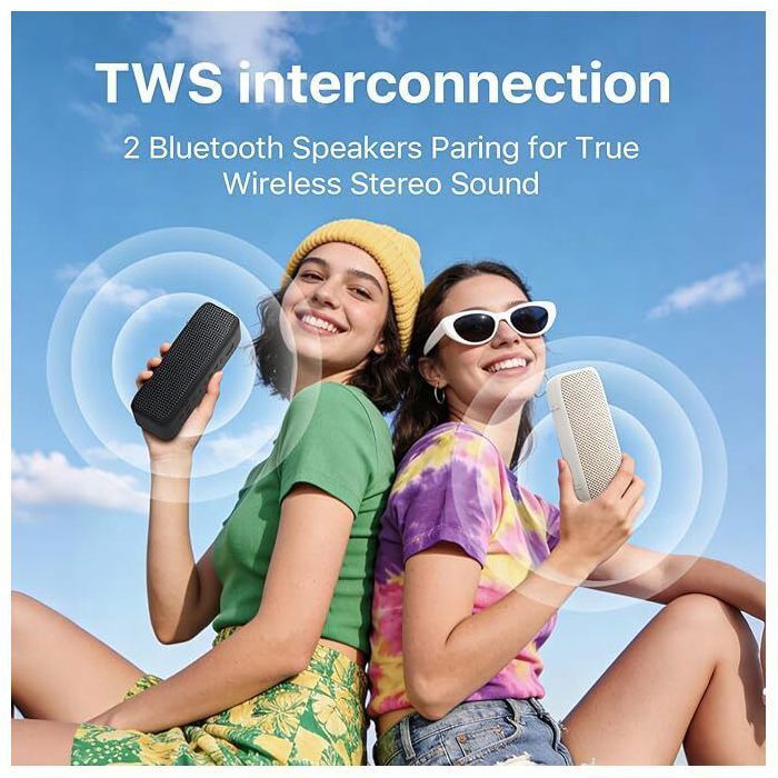 NOBIS 20W Portable Bluetooth Speaker, IP68 Waterproof, 24-Hour Battery Life, Bluetooth 6.0, TWS Stereo, TF/AUX Player, Black