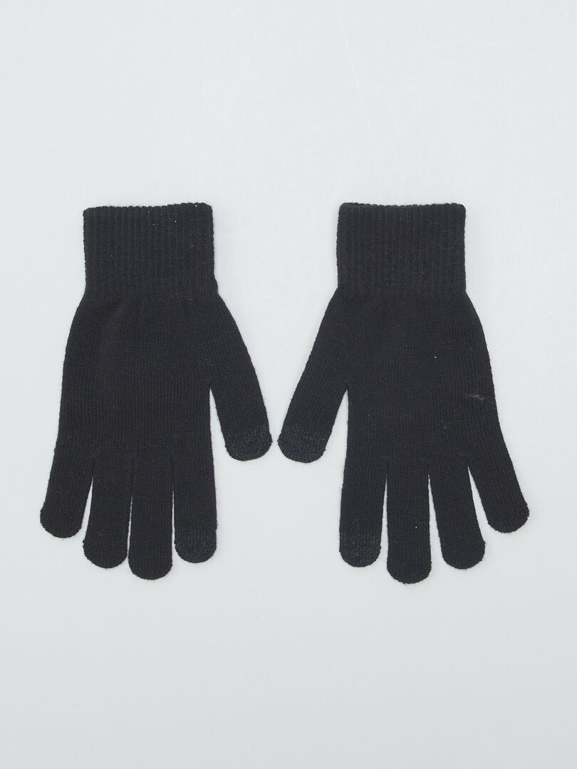 Juego de 2 pares de guantes para pantallas táctiles - NEGRO