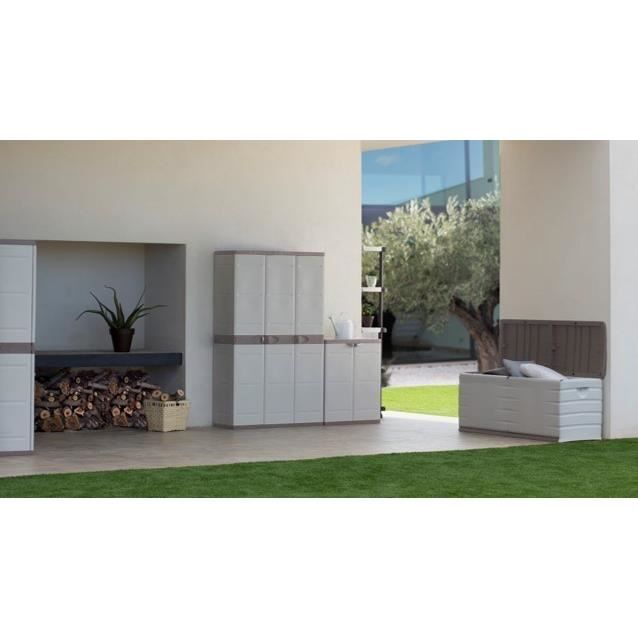 PLASTIKEN Lockable Storage Box with Wheels - 190 L - Functional and Stylish - Beige